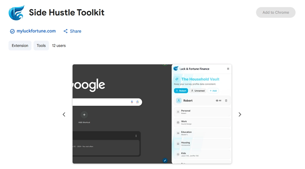 Side Hustle Toolkit Chrome Extension example