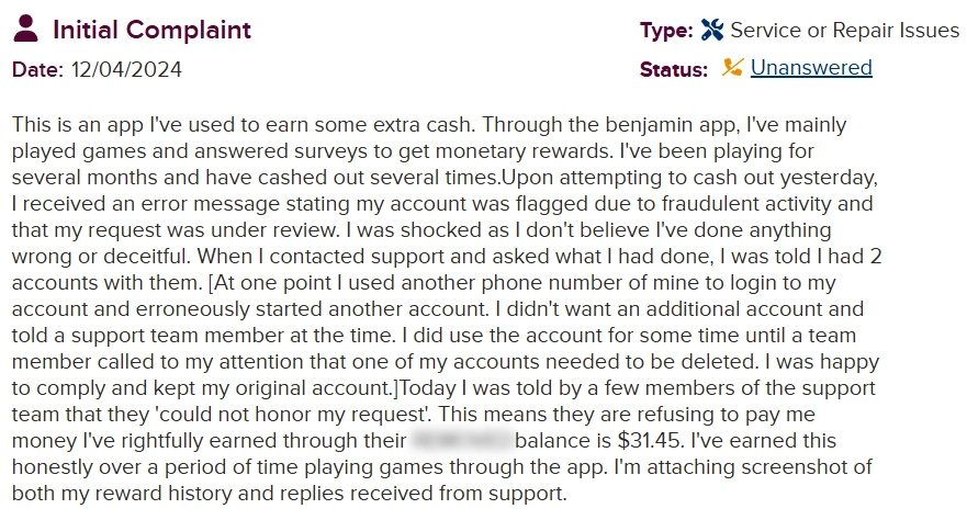 Benjamin One Header Image