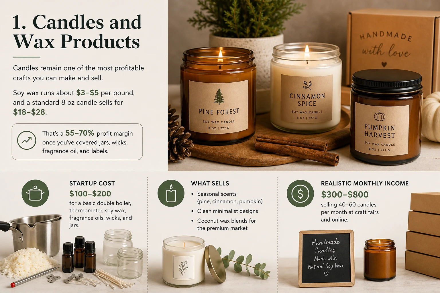 Candles and wax products as profitable crafts to make and sell