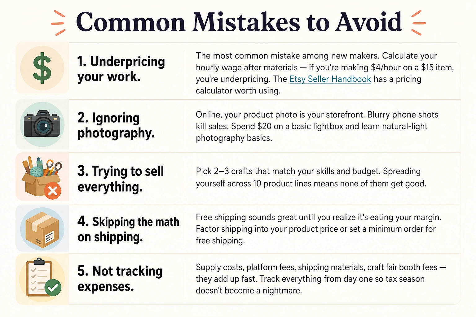 Common mistakes to avoid when selling crafts