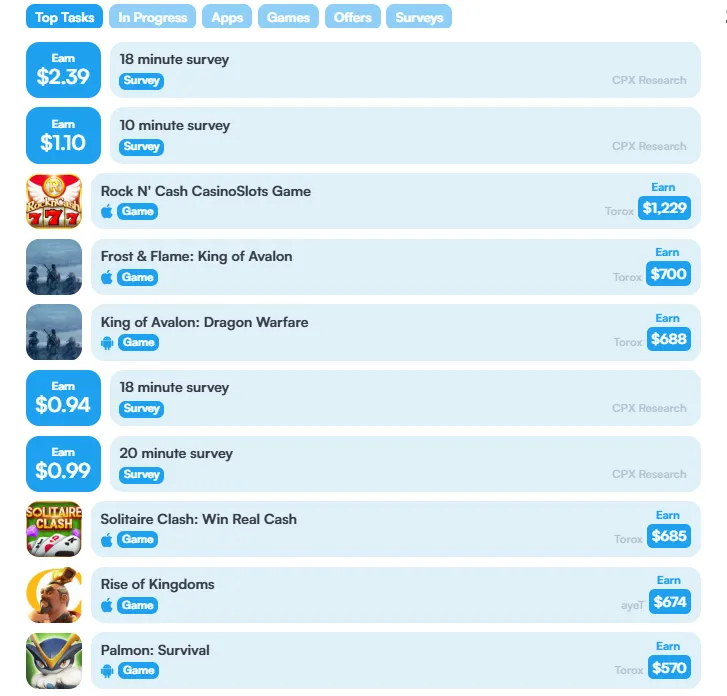 FeaturePoints offerwall live photo