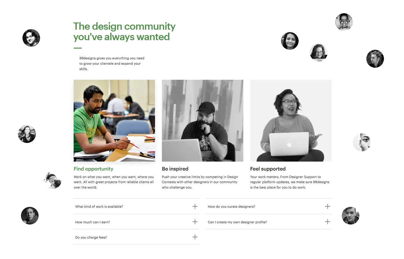 99designs homepage - freelance graphic design platform