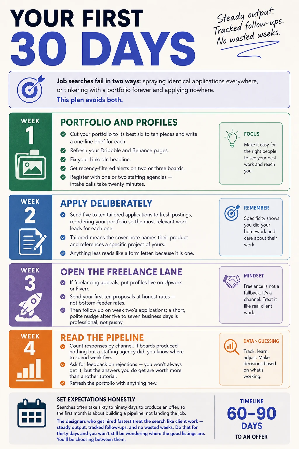 Your first 30 days of searching for graphic design jobs