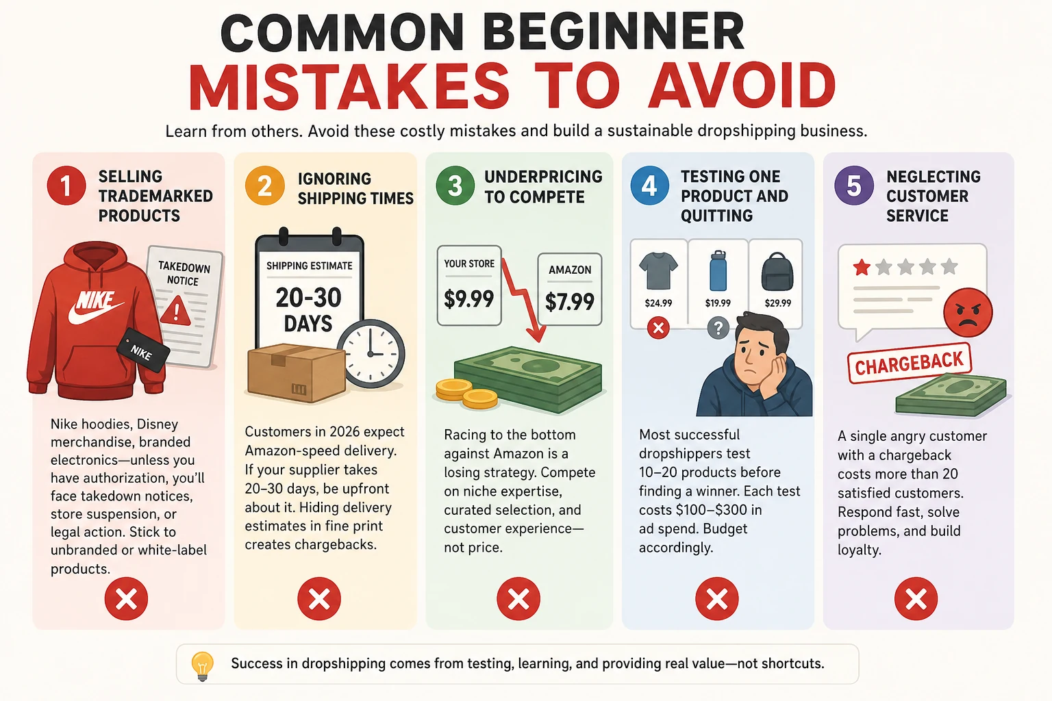 Common dropshipping mistakes to avoid for beginners