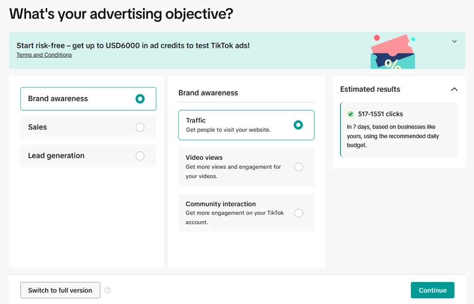 TikTok Ads dashboard showing campaign metrics and performance data