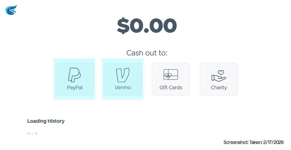 Qmee app showing restored PayPal and Venmo cashout options