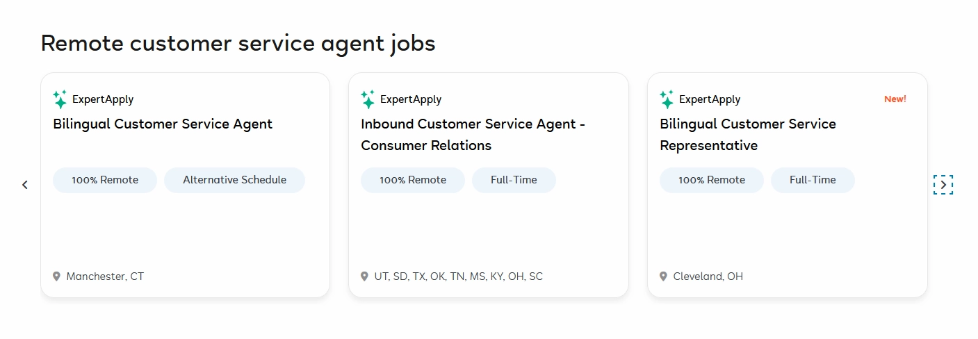 FlexJobs remote customer service job listings screenshot