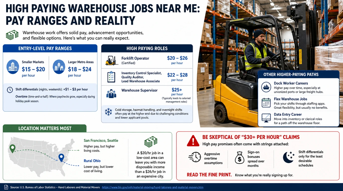 Warehouse jobs pay ranges and reality illustration