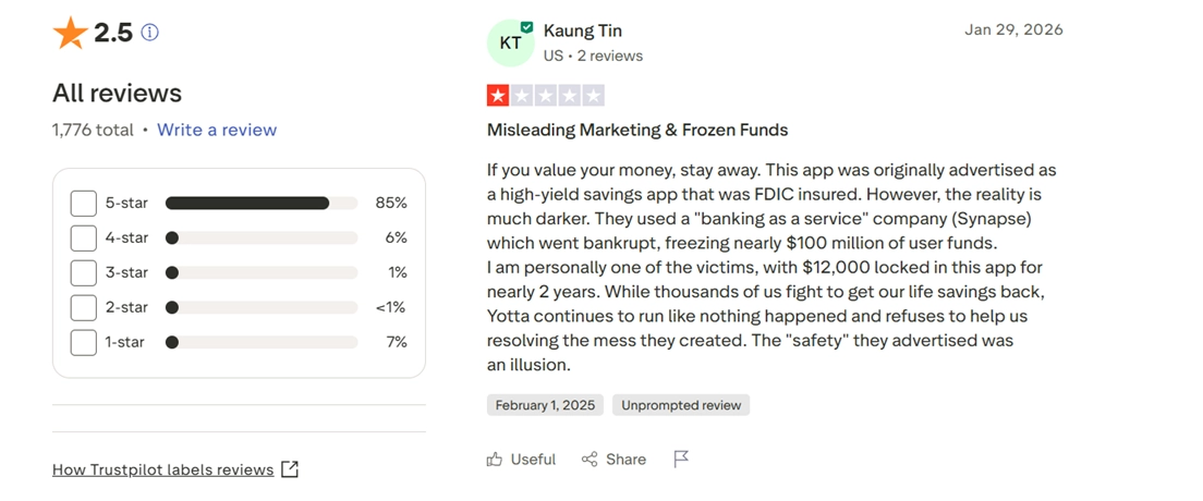 Yotta Trustpilot Reviews